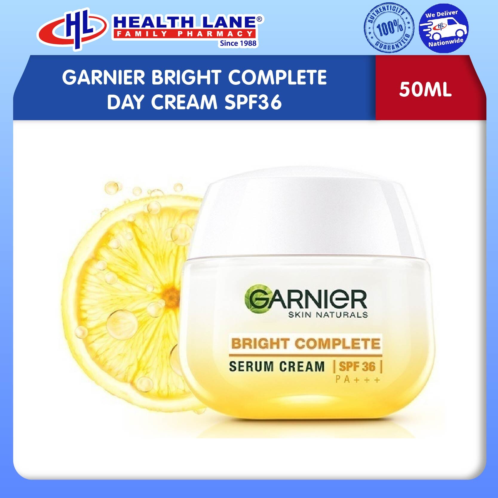 GARNIER BRIGHT COMPLETE DAY CREAM SPF36 (50ML)